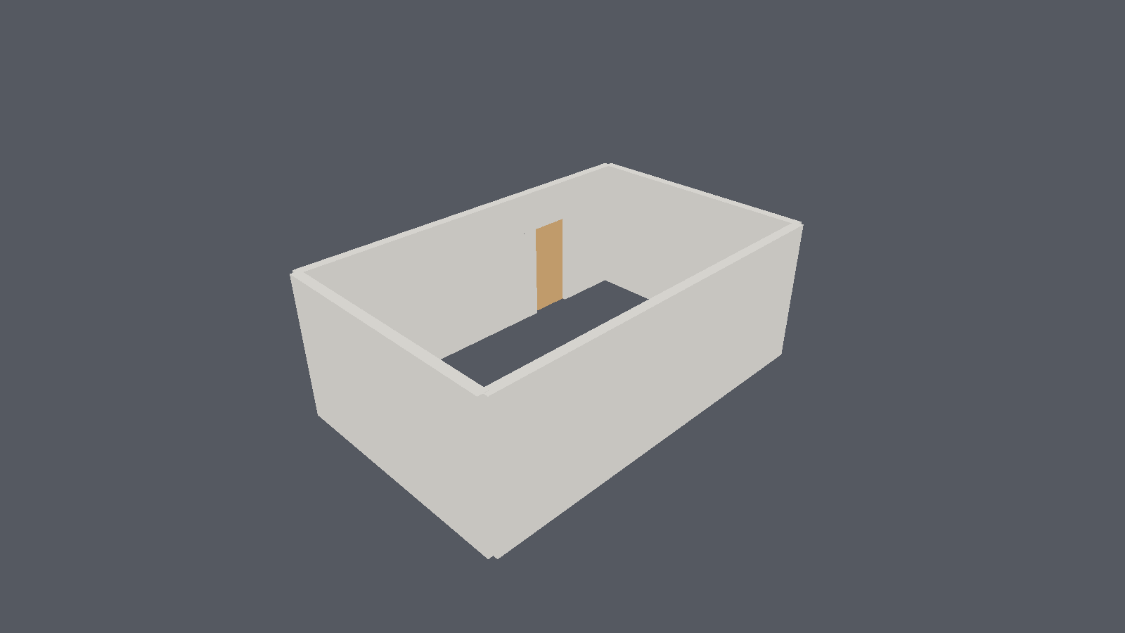 Four walls forming a room, with a timber door standing in one wall, rendered on the GPU.